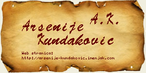 Arsenije Kundaković vizit kartica